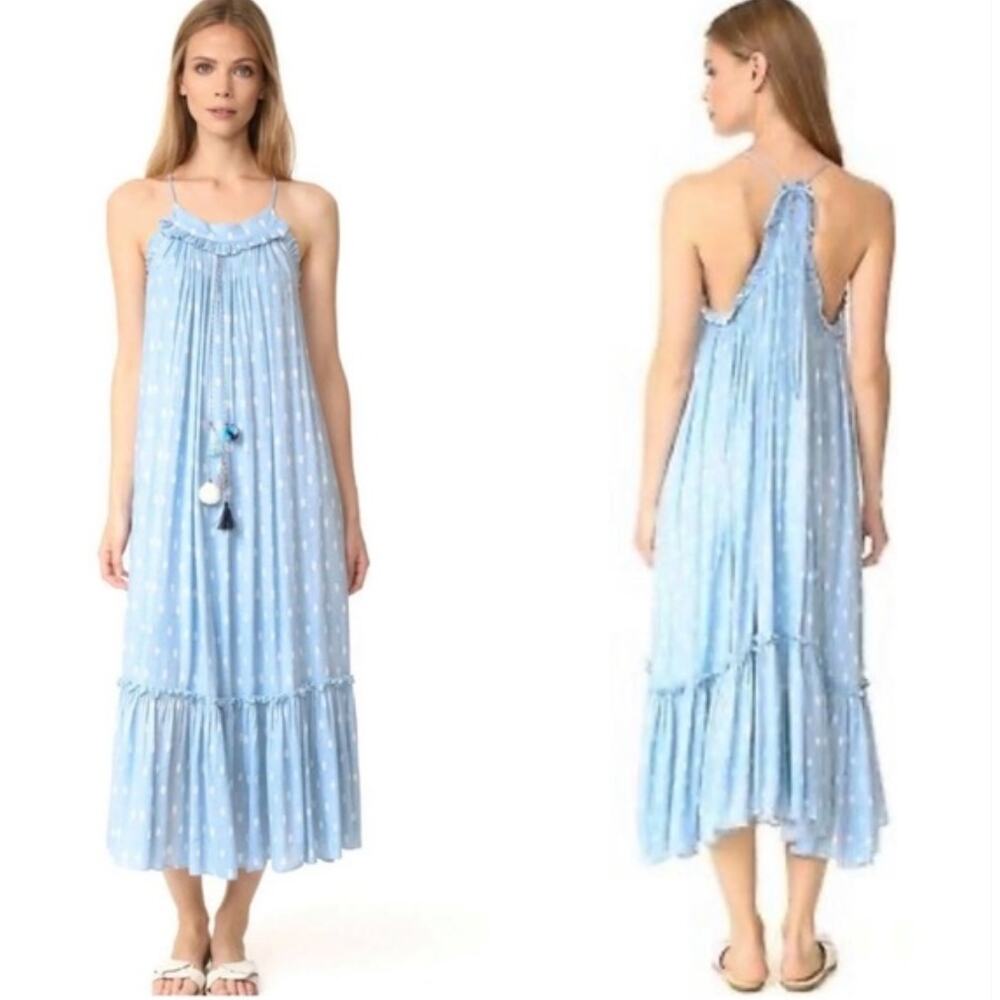 MISA Los Angeles Tassel Blue Maxi Tassle Small‎ Sundress Spring